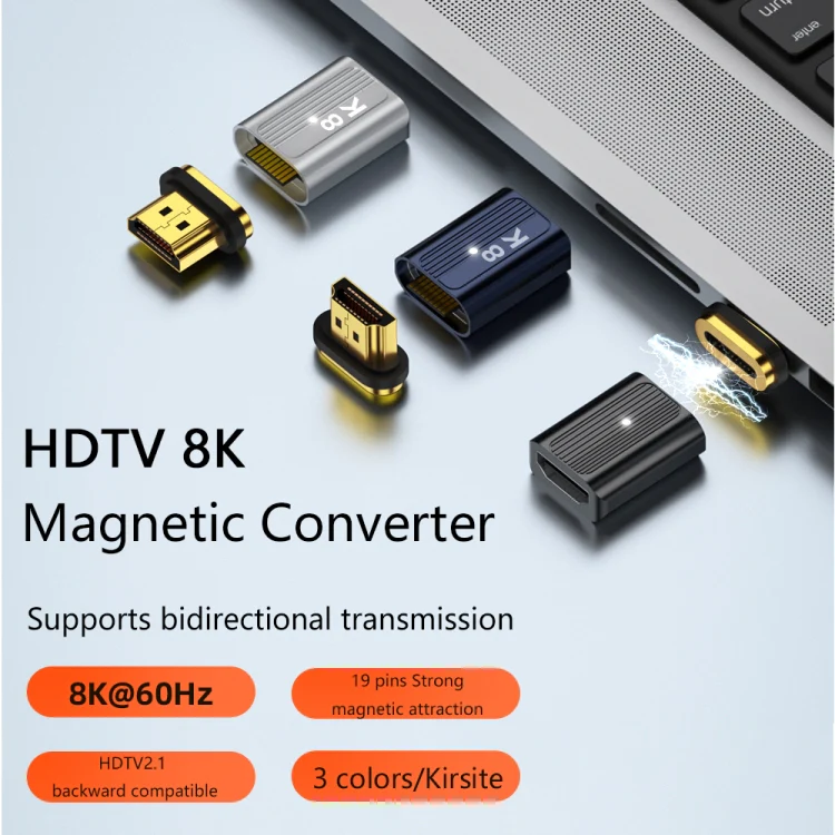 8K 60Hz HDMI Male to HDMI Female Magnetic Adapter (Gun Metal) - Image 4