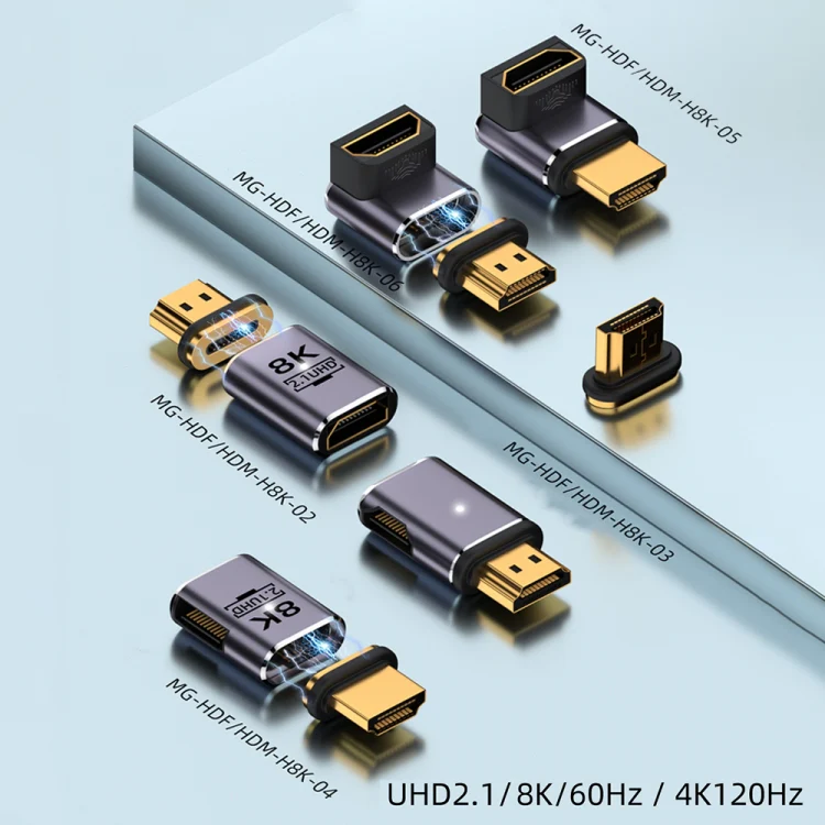 8K 60Hz HDTV to HDTV Magnetic Adapter, 3D Curved Female Vertical Reverse Side - Image 3
