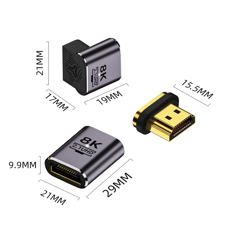 8K 60Hz HDTV to HDTV Magnetic Adapter, 3D Curved Female Vertical Reverse Side - Image 4