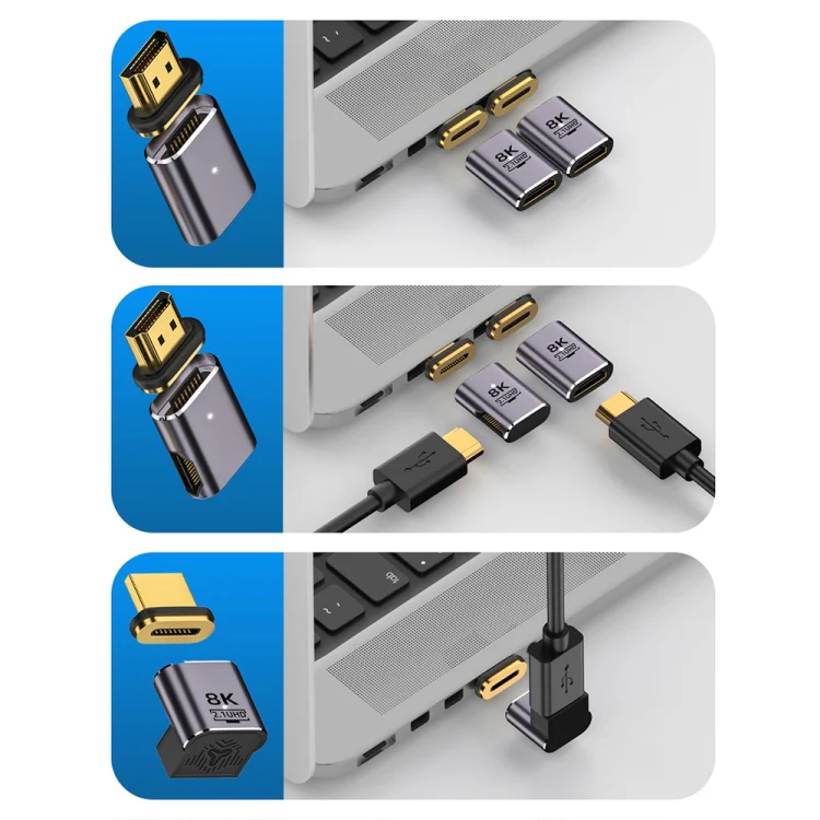 8K 60Hz HDTV to HDTV Magnetic Adapter, 3D Curved Female Vertical Reverse Side - Image 8