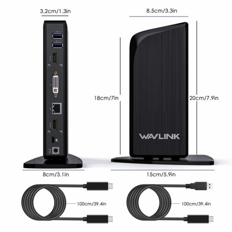 WAVLINK UG39PD1 13 in 1 Type-C Triple Monitors 4K HD Docking Station, Plug:UK Plug - Image 3