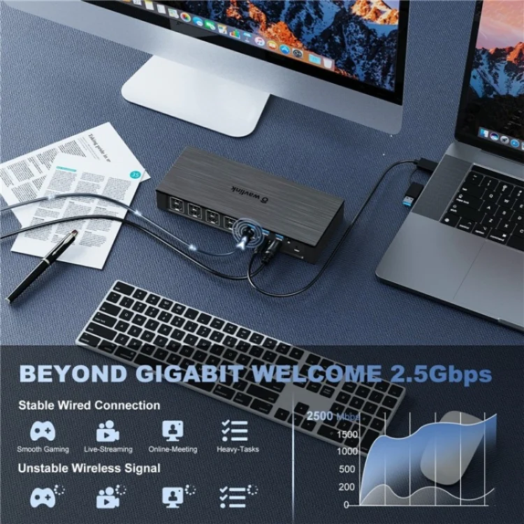 WAVLINK UG69PD8 Pro 18-in-1 DP / HD 5K Quadruple Display USB C Universal Docking Station, Plug:UK Plug - Image 9